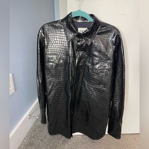 ZARA faux leather button down shirt size small